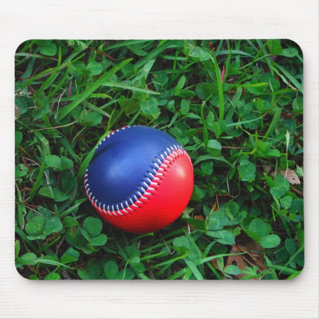 Red & Blue Baseball med vit slitning Musmatta (Framsidan)