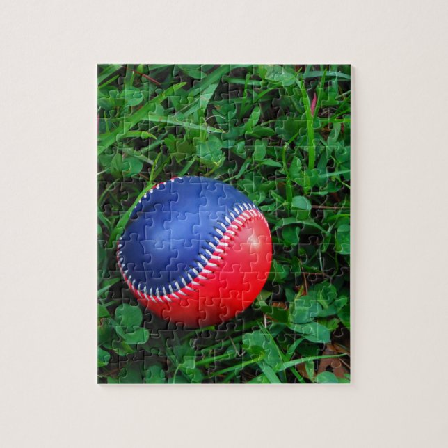 Red & Blue Baseball med vit slitning Pussel (Vertikal)