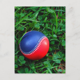 Red & Blue Baseball med vit slitning Vykort
