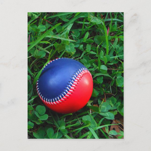 Red & Blue Baseball med vit slitning Vykort (Framsida)