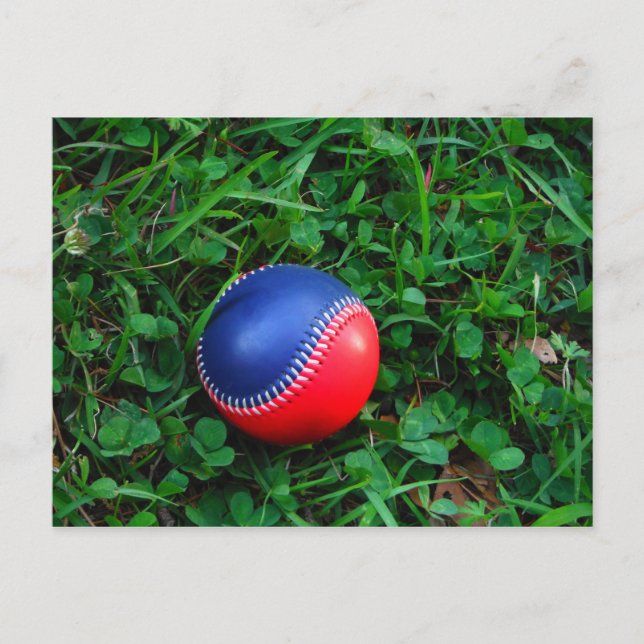 Red & Blue Baseball med vit slitning Vykort (Framsida)