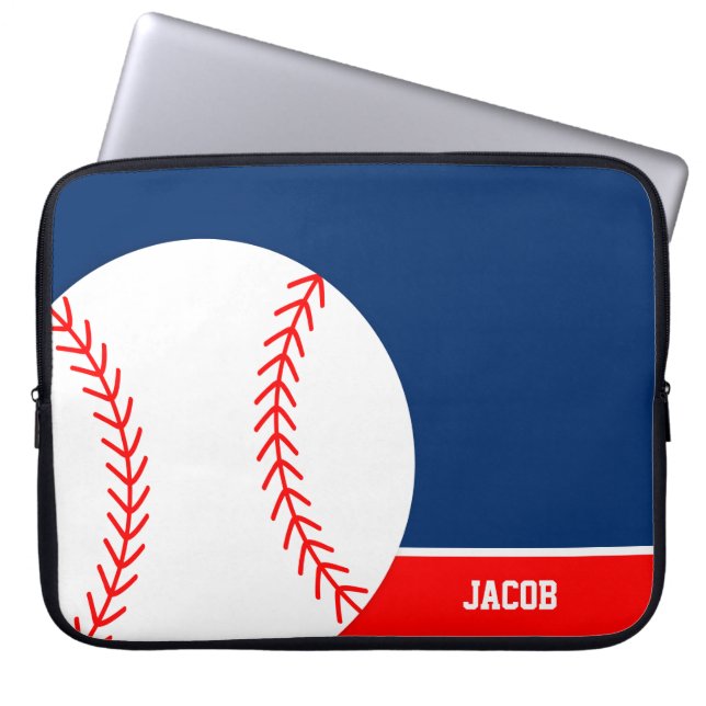 Red Blue Baseball Personlig Laptop Fodral (Framsidan)