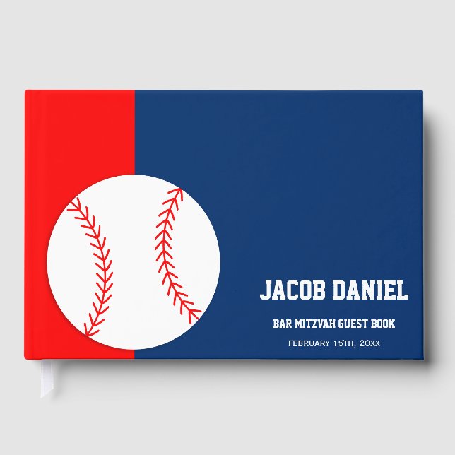 Red Blue Baseball Pub Mitzvah Guest Bok (Framsida)