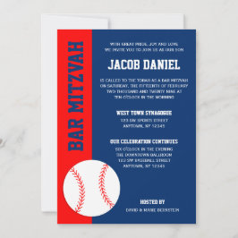 Red Blue Baseball Pub Mitzvah Inbjudningar