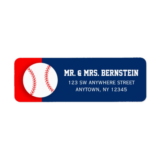 Red Blue Baseball Returadress Returadress Etikett (Framsidan)
