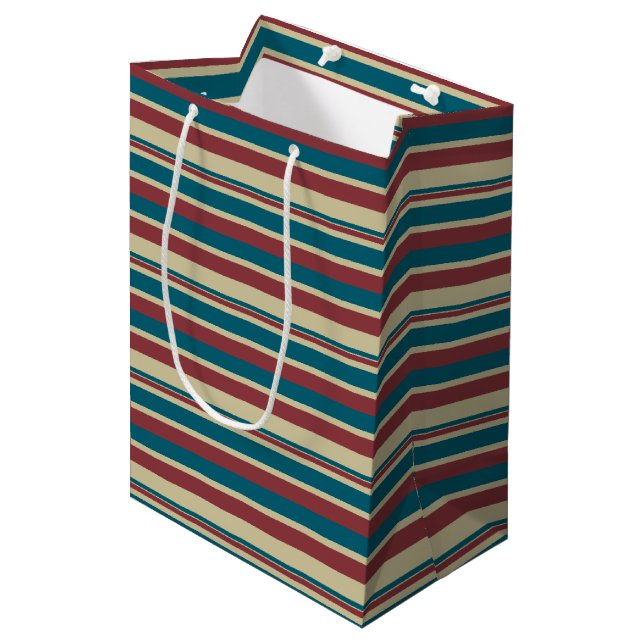 Red Blue Beige Deckcourt Rand Medium Gift Bag (Framsidan Vinklad)