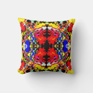 Red Blue Black Gult Hypnosis Flower Mönster Kudde