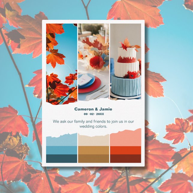 Red Blue Bröllop Färg Palette Tilläggskort (Red Blue Wedding Color Palette Enclosure Card)