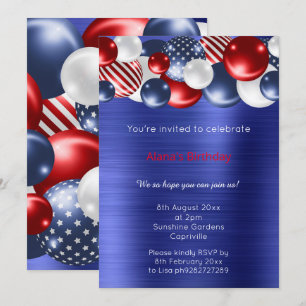RED BLUE BRUSHED METALLIC PATRIOTIC BALLOON 2 INBJUDNINGAR