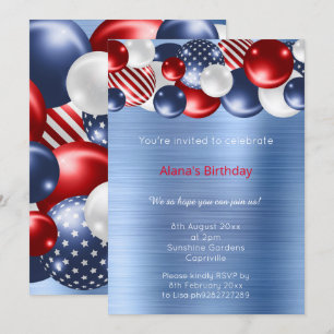 RED BLUE BRUSHED METALLIC PATRIOTIC BALLOON INBJUDNINGAR