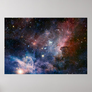 Red & Blue Carina Nebula Hubble Telescope Poster