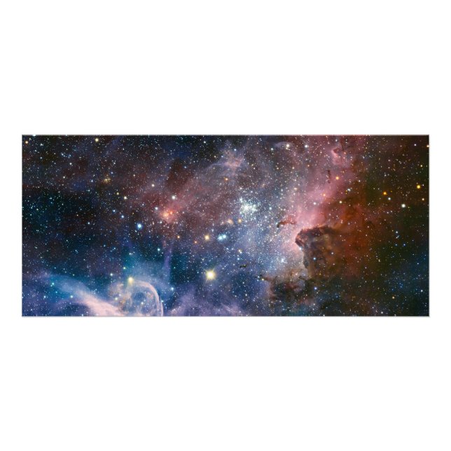 Red & Blue Carina Nebula Hubble Telescope Reklamkort (Framsidan)