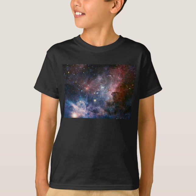 Red & Blue Carina Nebula Hubble Telescope T Shirt (Framsida)