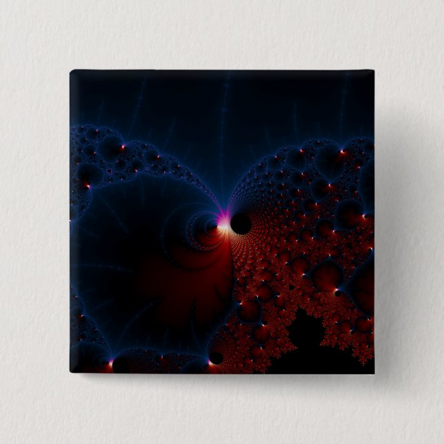 Red Blue Cells Fractal Art Knapp (Framsida)