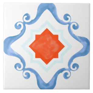 Red & Blue Ceramic Tile i Medelhavet Kakelplatta