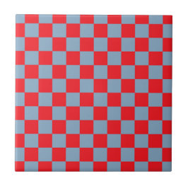 Red Blue Checkered Gingham Mönster Kakelplatta