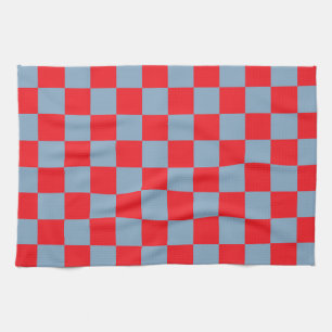 Red Blue Checkered Gingham Mönster Kökshandduk