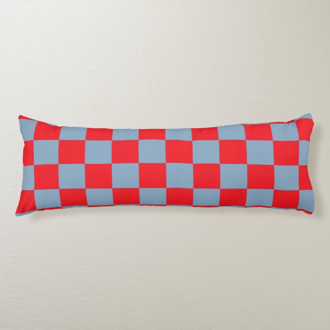 Red Blue Checkered Gingham Mönster Kroppskudde (Framsidan)