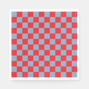 Red Blue Checkered Gingham Mönster Pappersservett