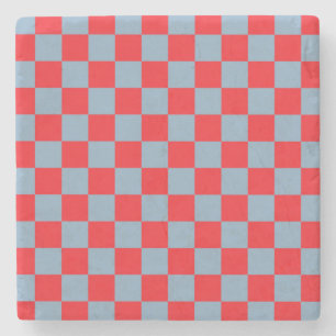 Red Blue Checkered Gingham Mönster Stenunderlägg