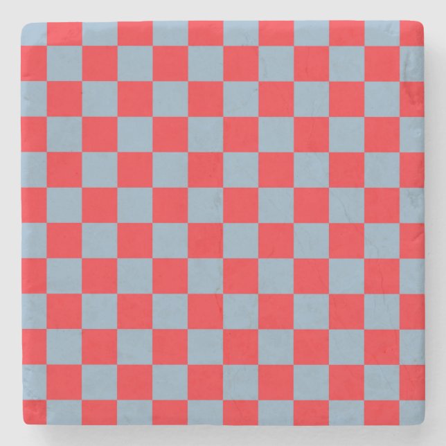 Red Blue Checkered Gingham Mönster Stenunderlägg (Framsidan)