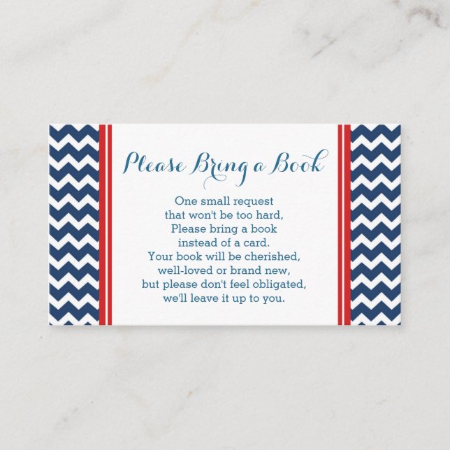 Red Blue Chevron Baby Shower Bok-begärandekort för Tilläggskort (Framsida)