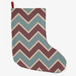 Red Blue Chevron Rand Stor Julstrumpa