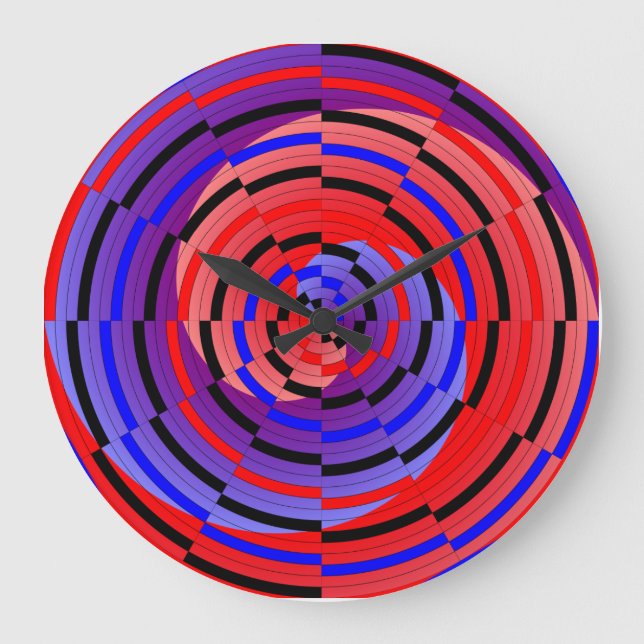 Red & Blue Counter Spiral av Kenneth Yoncich Stor Klocka (Framsida)