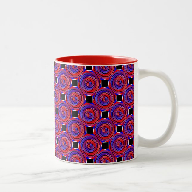 Red & Blue Counter Spiral av Kenneth Yoncich Två-Tonad Mugg (Höger)
