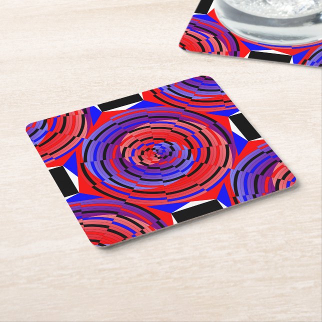 Red & Blue Counter Spiral av Kenneth Yoncich Underlägg Papper Kvadrat (Vinklad)