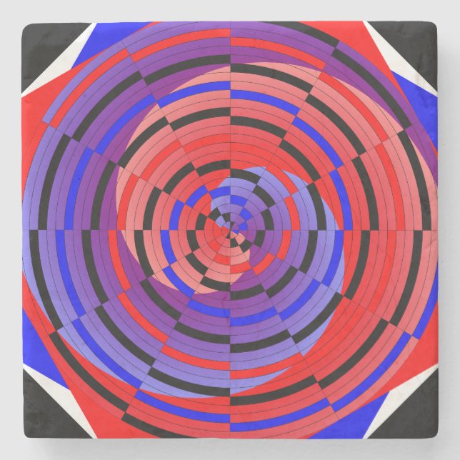 Red & Blue Counter Spiral av Kenneth Yoncich Underlägg Sten (Framsidan)
