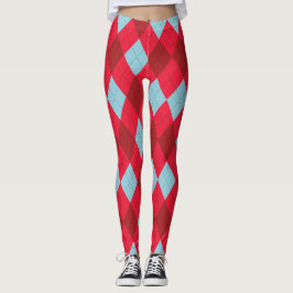 Red Blue & Crimson jul Argyle Leggings