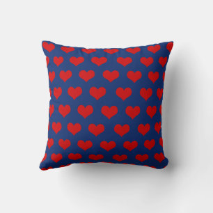 Red Blue Cute Mysigt Modern Romantic Chic Heart Kudde