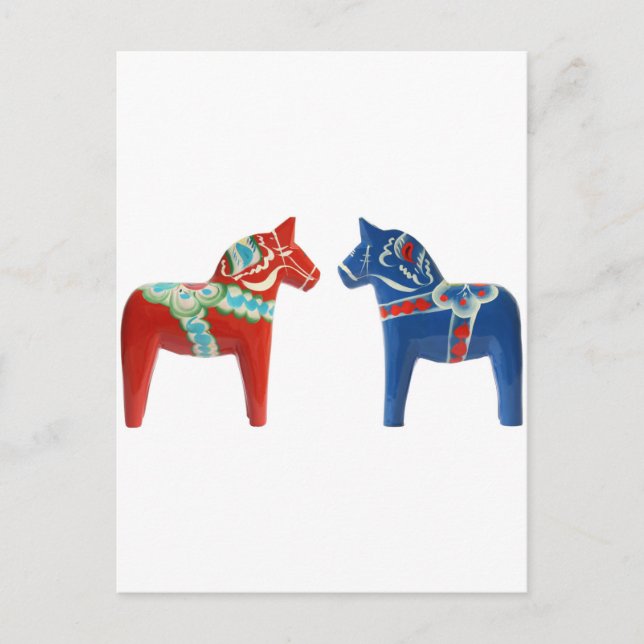 Red & Blue Dala Horse Vykort (Framsida)