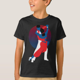 Red & Blue Dancing Silhouette - Tango dancers T Shirt