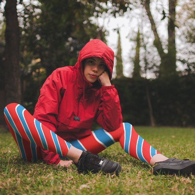Red Blue Diagonal Rand Leggings (Skapare uppladdad)