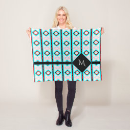 Red Blue Diamond Rand Mönster Fleecefilt