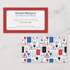 Red Blue Electrician Visitkort