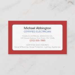 Red Blue Electrician Visitkort
