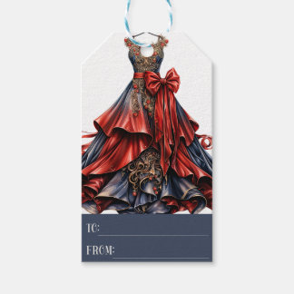 Red Blue Fantasy Gift Märkre, jul Presentetikett