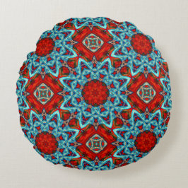Red Blue Geometric Star Rund Kudde