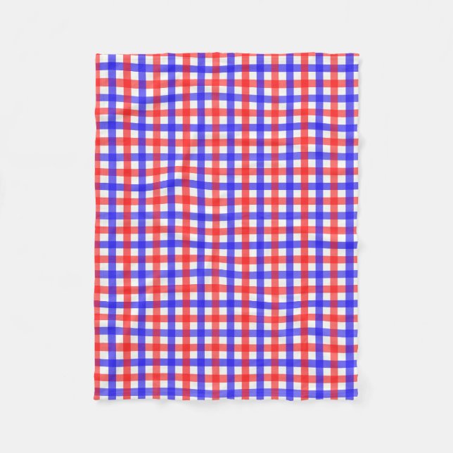 Red Blue Gingham Play Mönster Fleecefilt (Framsidan)