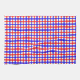 Red Blue Gingham Play Mönster Kökshandduk