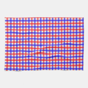 Red Blue Gingham Play Mönster Kökshandduk