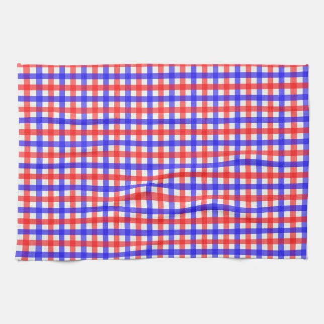 Red Blue Gingham Play Mönster Kökshandduk (Horisontell)