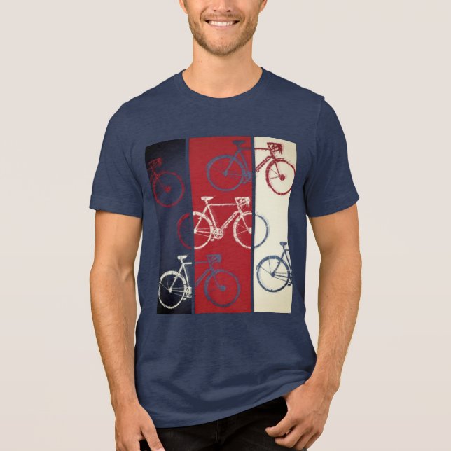 Red Blue Graphic Bikes Urban Stil T Shirt (Framsida)