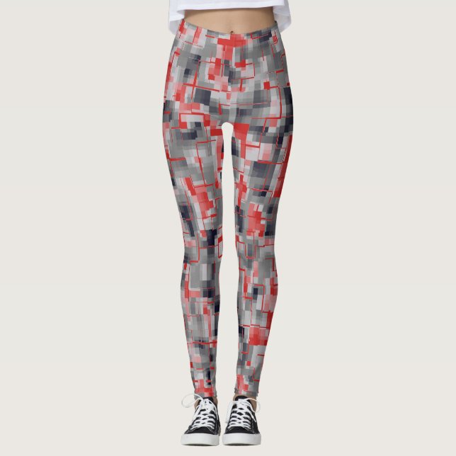 Red Blue Grått White Leggings (Framsida)