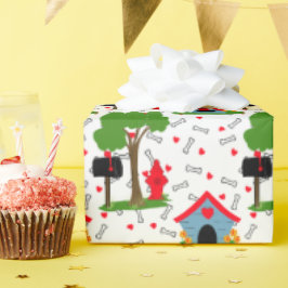 Red blue green dog house bones presentpapper