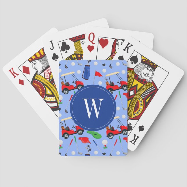 Red Blue & Grönt Golf Monogram Casinokort (Baksidan)
