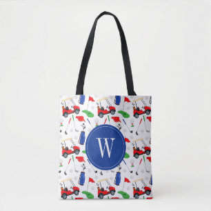 Red Blue & Grönt Golf Monogram Tygkasse